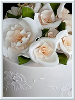 A wedding cake with flowers